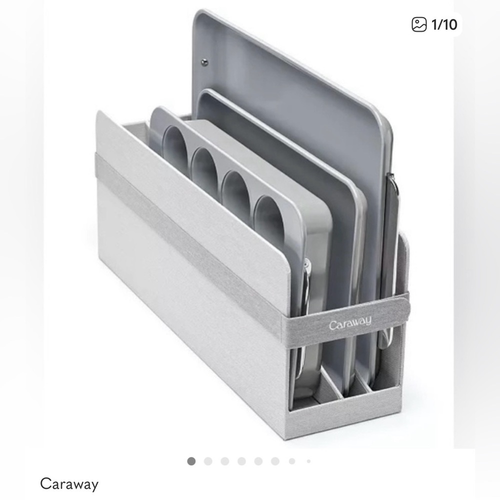 Caraway Home Storage bin Organizer Hokder for bakeware sheet pans Gray